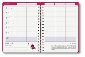 Mein Familienplaner-Buch Lovely Flowers 2023 - Buch-Kalender - Praktisch, zum Mitnehmen - mit 5 Spalten und vielen Zusatzseiten