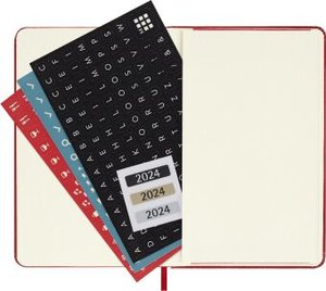 Moleskine 12 Monate Wochen Notizkalender 2024, Pocket/A6, Scharlachrot
