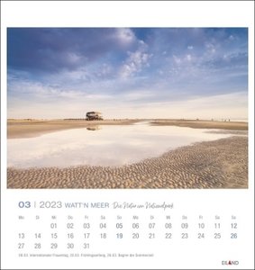 Watt\'n Meer Postkartenkalender 2023. Der Nationalpark Wattenmeer in einem Fotokalender im Postkartenformat. Kleiner Kalender zum Aufstellen oder Aufhängen mit 12 Postkarten.