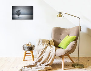Premium Textil-Leinwand 45 cm x 30 cm quer WINTERIDYLLE Einsamer Baum I