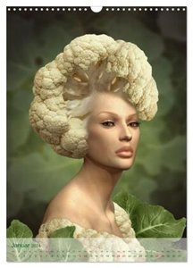 Zum Anbeissen - surreale Frauenportraits mit Obst und Gemüse (Wandkalender 2024 DIN A3 hoch), CALVENDO Monatskalender