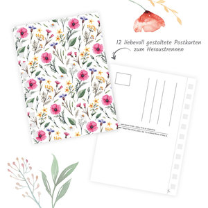 Trötsch Taschenkalender A6 Wire-O Motiv Blumen 2025 mit Postkarten