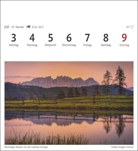Südtirol Sehnsuchtskalender 2023. Kleiner Kalender mit Urlaubsfeeling für den Schreibtisch. Südtirols schönste Ausblicke in einem Postkarten-Fotokalender. Auch zum Aufhängen.