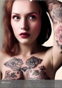 Digitale Tattoo-Schönheiten - Computerträume aus der KI (Premium, hochwertiger DIN A2 Wandkalender 2023, Kunstdruck in Hochglanz)