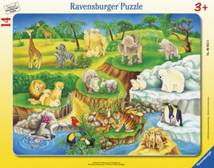 Ravensburger Kinderpuzzle - 06052 Zoobesuch - Rahmenpuzzle für Kinder ab 3 Jahren, mit 14 Teilen