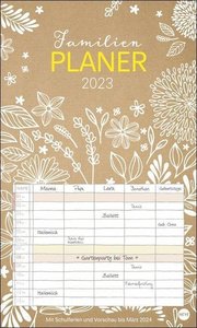 Chalk Drawing Familienplaner XL 2023. Familienkalender mit 5 Spalten. Kreativer und trendiger Familien-Wandkalender mit Schulferien. Großer Wandplaner 2023.