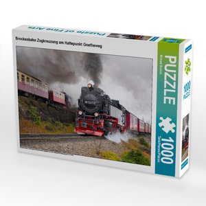 CALVENDO Puzzle Brockenbahn Zugkreuzung am Haltepunkt Goetheweg 1000 Teile Puzzle quer