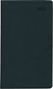 Taschenplaner Leporello PVC schwarz 2023 - Bürokalender 9,5x16 cm - 1 Monat auf 2 Seiten - separates Adressheft - faltbar - Notizheft - 510-1020