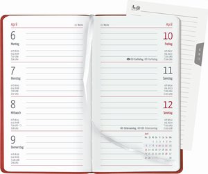 Slimtimer Touch korallenrot 2023 - Taschenkalender 9,5x16 cm - seperates Adressheft - Weekly - 128 Seiten - Quer-Planer - Alpha Edition