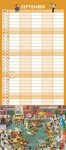 Ali Mitgutsch Familienkalender 2025 – Wandkalender – Familienplaner mit 5 Spalten – Format 22 x 49,5 cm