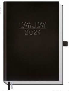 Organizer Day by Day 2024 - 1 Tag/Seite 12 MONATE [Schwarz]