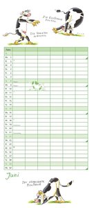 Yoga für Kühe Familienplaner 2025 – Wandkalender – Familien-Kalender mit 6 Spalten – Format 22 x 49,5 cm