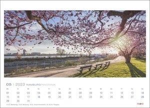 Hamburg Panorama Postkartenkalender 2023. Reise-Kalender mit 12 atemberaubenden Postkarten der Hansestadt. Städte-Kalender 2023. 23x17 cm. Querformat.