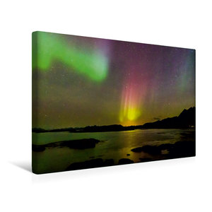 Premium Textil-Leinwand 45 cm x 30 cm quer Aurora Lofotis: Polarlicht über den Lofoten