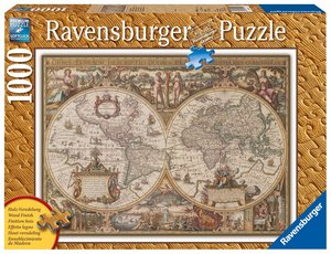 Ravensburger 19004 - Antike Weltkarte, 1000 Teile Holzstruktur Puzzle