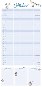 Alpha Edition - Little Lovely Planner 2025 Familienplaner, 22x45cm, Kalender mit 5 Spalten für Termine, viel Platz für Notizmöglichkeiten, Mondphasen, Ferientermine DE/AT/CH und deutsches Kalendarium