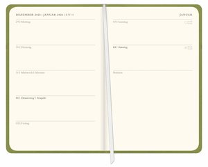 Diario Wochen-Kalenderbuch A6, grün 2026