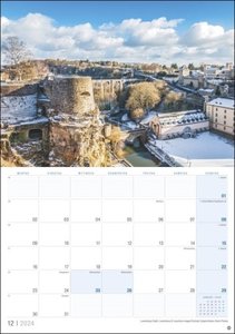 Luxemburg Planer 2024. Praktischer Terminkalender zum Aufhängen mit tollen Fotos der Burgen, Schlösser und Landschaften Luxemburgs. Foto-Kalender 2024.