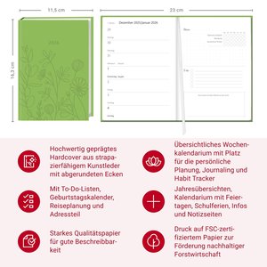 Kalenderbuch A6  grün 2026