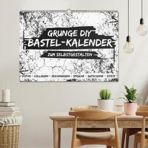 Grunge DIY Bastel-Kalender - Zum Selbstgestalten (Wandkalender 2024 DIN A2 quer), CALVENDO Monatskalender