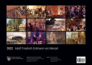 Adolf Friedrich Erdmann von Menzel 2022 - Black Edition - Timokrates Kalender, Wandkalender, Bildkalender - DIN A3 (42 x 30 cm)