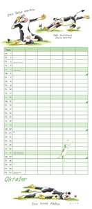 Yoga für Kühe Familienplaner 2025 – Wandkalender – Familien-Kalender mit 6 Spalten – Format 22 x 49,5 cm