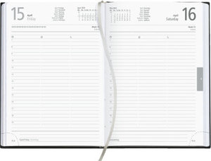 Buchkalender anthrazit 2023 - Bürokalender 14,6x21 cm - 1 Tag auf 1 Seite - wattierter Leineneinband - Stundeneinteilung 7 - 19 Uhr - 862-2621