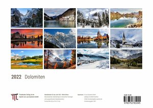 Dolomiten 2022 - White Edition - Timokrates Kalender, Wandkalender, Bildkalender - DIN A4 (ca. 30 x 21 cm)