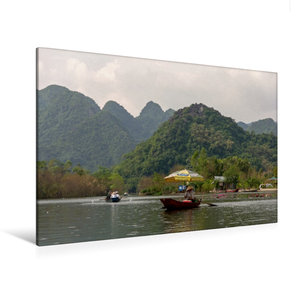 Premium Textil-Leinwand 120 cm x 80 cm quer vietnamesische Flusslandschaft