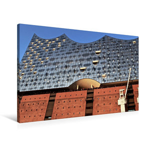 Premium Textil-Leinwand 90 cm x 60 cm quer Elbphilharmonie Aussichtsterrasse und Fassade