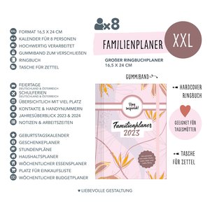 XXL Familienplaner 2022 für bis zu 8 Personen. Familienkalender 2022 Ringbuch mit stabilem Hardcover. Viel Platz für Termine, Aufgaben, Todos und Haushaltsplanung. Inklusive Monatsüberblick, Jahresübersicht, Stundenplan, Feiertage, Schulferien uvm.