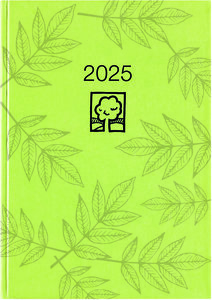 Taschenkalender grün 2025 - Bürokalender 10,2x14,2 - 1 Tag auf 1 Seite - robuster Kartoneinband - Stundeneinteilung 7-19 Uhr - Blauer Engel - 610-0713