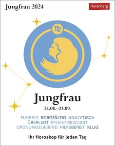 Jungfrau Sternzeichenkalender 2024: Tagesabreißkalender. Tischkalender 2024 mit täglichem Horoskop. Kleiner Kalender mit täglichem Blick in die Sterne