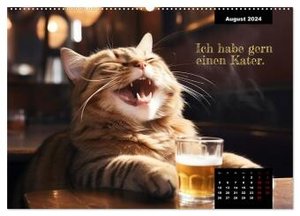 Katzen können alles, außer traurig. (hochwertiger Premium Wandkalender 2024 DIN A2 quer), Kunstdruck in Hochglanz