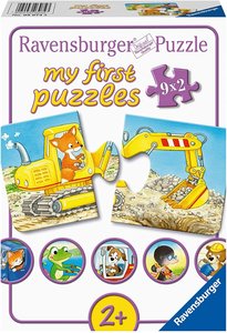 Ravensburger Kinderpuzzle - 03074 Tierische Baustelle - Schaumstoff-Puzzle mit 9x2 Teilen, My first puzzle für Kinder ab 10 Monaten