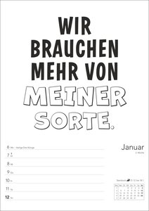 Typo-Sprüche-Kalender s/w Wochenplaner 2025