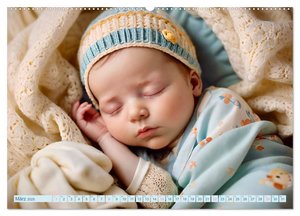 Schlummernde Babys (Wandkalender 2025 DIN A2 quer), CALVENDO Monatskalender