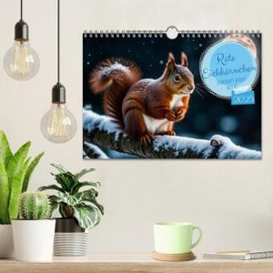 Rote Eichhörnchen - zauberhaft anders mit KI (Wandkalender 2025 DIN A4 quer), CALVENDO Monatskalender