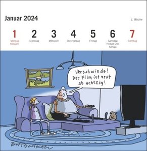 Butschkow: Alt ist nur eine Taste Premium-Postkartenkalender 2024. Witziger Kalender für Rentner: Cartoons mit einem Augenzwinkern für alle in den besten Jahren.