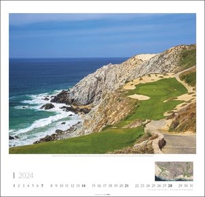 Golf Kalender 2024. Die schönsten Golfplätze in einem Wandkalender 2024 im Großformat. Imposante Aufnahmen in einem hochwertigen Fotokalender, ein tolles Geschenk für Golfer.