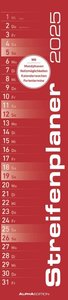 Alpha Edition - Streifenplaner ROT 2025, 11,3x49,5cm, Streifenkalender mit einer Spalte für Termine, Jahresübersichten, 100-jähriger Kalender, Ferientermine DE/AT/CH und deutsches Kalendarium