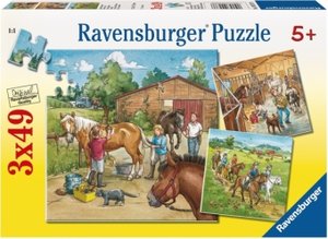 Ravensburger Kinderpuzzle - 09237 Mein Reiterhof - Puzzle für Kinder ab 5 Jahren, mit 3x49 Teilen