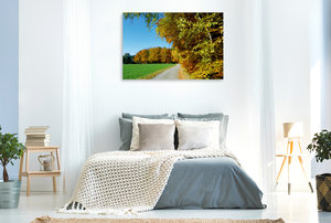 Premium Textil-Leinwand 120 cm x 80 cm quer Goldener Herbst