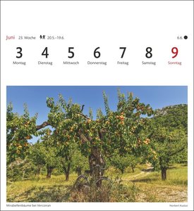 Provence Sehnsuchtskalender 2024. Foto-Kalender zum Aufstellen, mit 53 Postkarten zum Sammeln und verschicken. Dekorativer Tischkalender 2024. Auch zum Aufhängen