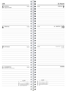 Vormerkbuch rot 2023 - Bürokalender 10,5x29,7 cm - 1 Woche auf 2 Seiten - mit Ringbindung - robuster Kartoneinband - Tischkalender - 709-0011