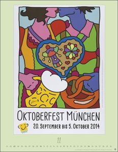 Oktoberfest Posterkalender 2024. Außergewöhnliches Oktoberfest-Souvenir für Fans des berühmten Volksfests – München-Kalender mit Originalplakaten der Wiesn im Format 34 x 44 cm. Hochformat