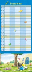 Der kleine Rabe Socke Familienkalender 2025 – Wandkalender – Familienplaner mit 5 Spalten – Format 22 x 49,5 cm