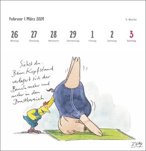 Gaymann: voll entspannt Premium-Postkartenkalender 2024. Die legendären Hühner in einem Wochen-Kalender zum Aufstellen. Yoga und Achtsamkeit mit dem Federvieh in einem Tischkalender.