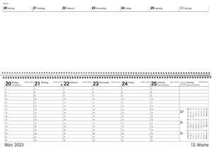 Tischquerkalender Giganta XXL grün 2023 - 42,2x14,8 cm - 1 Woche auf 2 Seiten - Bürokalender - Stundeneinteilung 7 - 22 Uhr - 126-0013