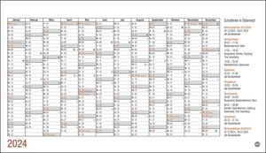 Schreibtischkalender Österreich 2024. Tischkalender zum Aufstellen. Klappkalender mit österreichischen Feiertagen und Schulferien. 24 x 18 cm.